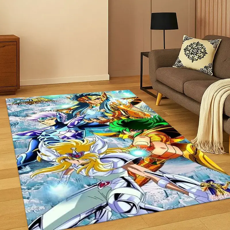 Cartoon Saint Seiya Anime Carpet Rug for Bedroom Living Room Sofa Playroom Doormat Home Decor, Game Area Rug Non-slip gift