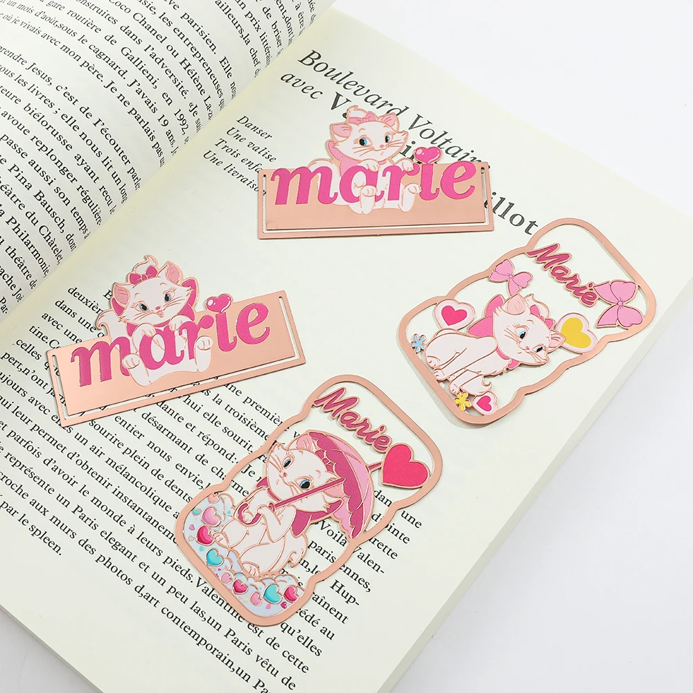 Disney Series Book Mark Anime Cartoon Mary Cat Metal Bookmarks Gifts for Book Lovers Girls Fan Collect Reading Marker Stationery