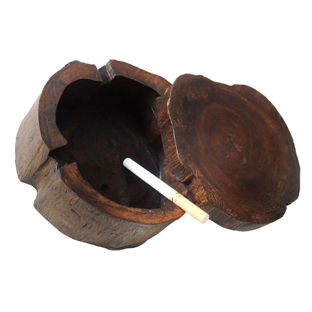 

Solid Wood Ashtray Vintage Home Decor Creative Tray Retro Desktop cigar creative wood ashtray smoking