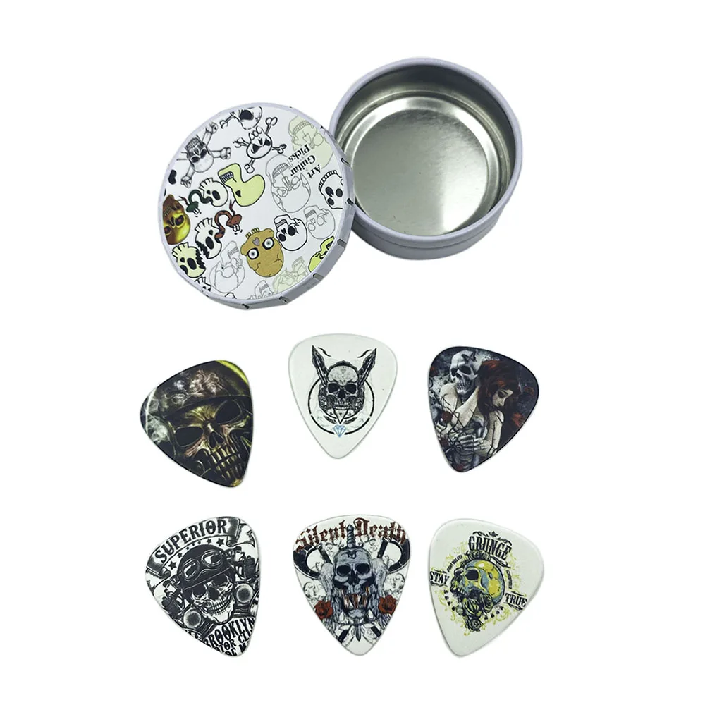 12pcs Unique Artistic Guitar Picks Medium 0.71mm Skull Guitar Mediator Bass Electric Ukulele  Plectrum Guitar Accessories