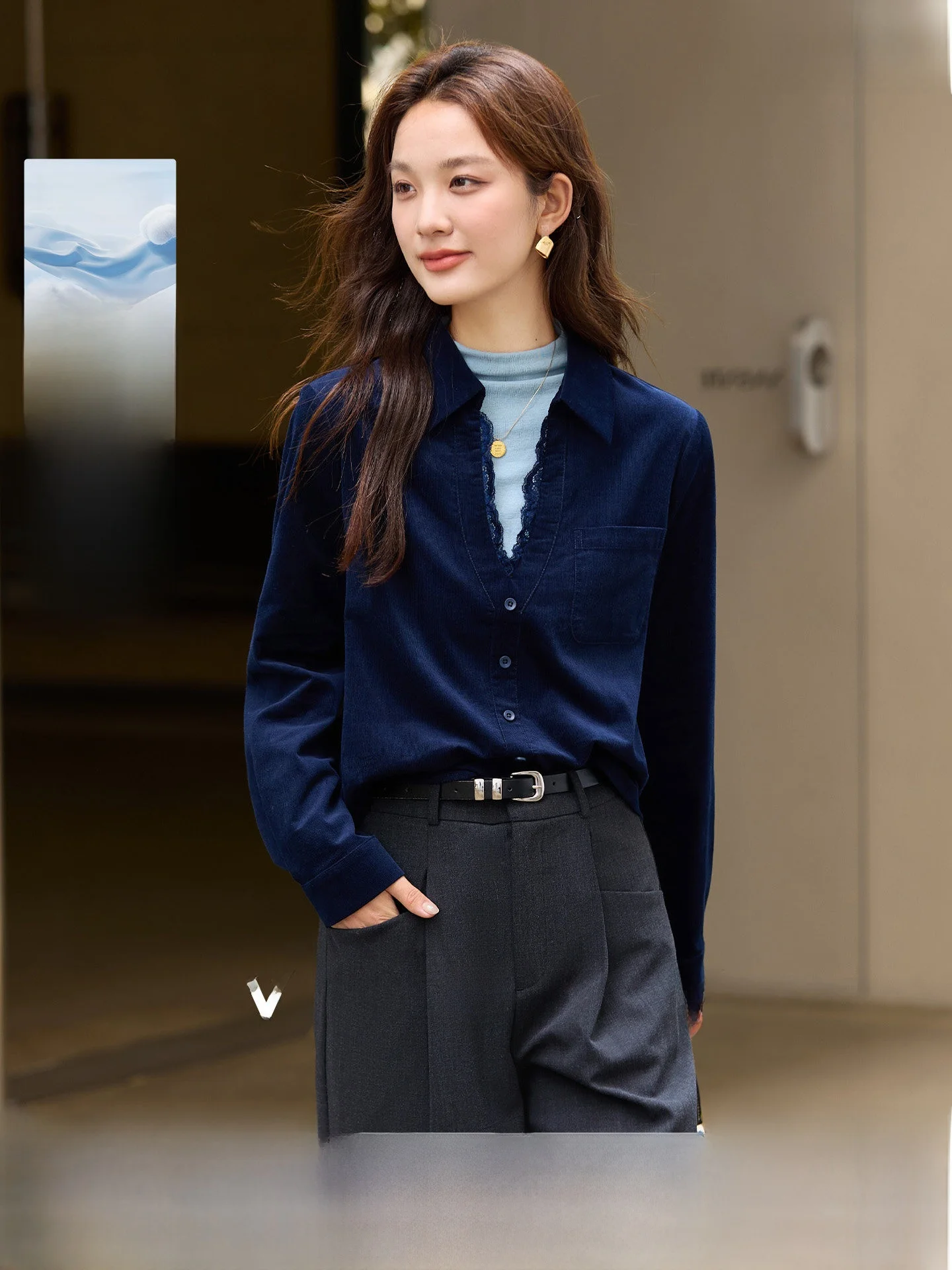 

Женская рубашка во французском стиле с длинным рукавом и высоким воротником, с кружевной отделкой, цветными блоками, из хлопка Vimaly, повседневная, комфортная, для ежедневной носки