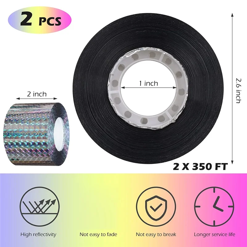 AS98-Bird Repellent Tape (200M) Reflective Tape, Outdoor Bird Repellent, Double-Sided Flashing Bird Repellent Tape