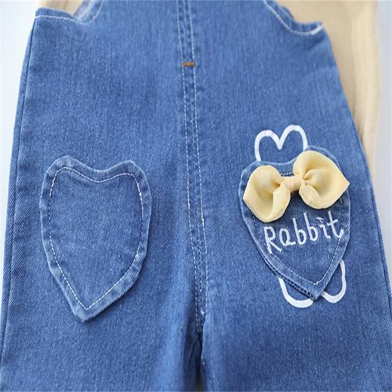 Cute Spring Autumn Children Cotton Clothes Baby Girls Suit fot cute top+ denim Pants 2Pcs/sets Out Kid Fashion Clothing sets