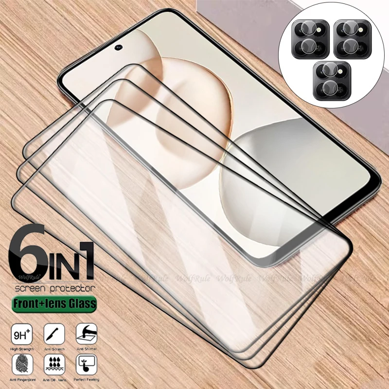 6 en 1 pour Honor X7d 5G verre Huawei Honor X7d verre trempé NewFull couverture colle 9H écran téléphone protecteur Honor X7d lentille verre
