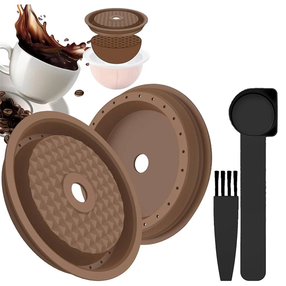 

2Pcs Reusable Coffee Capsule Lids for Nespresso, Refillable Vertuo Coffee Capsules Discs with Aluminum Foil