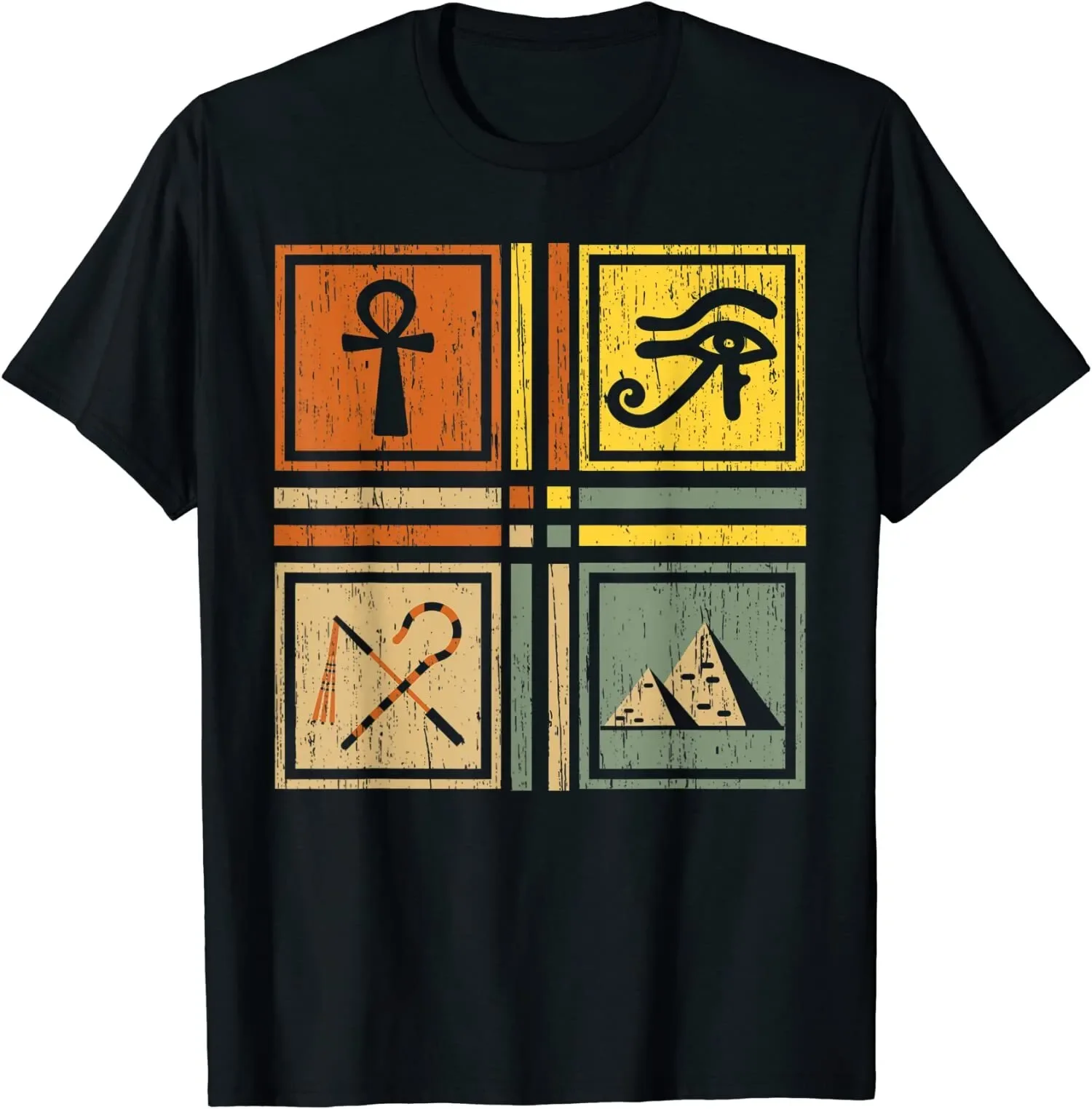 Ancient Egypt Symbol Egypt Pyramid Egyptian Mythology T-Shirt 100% Cotton O-Neck Short Sleeve Casual Mens T-shirt Size S-3XL