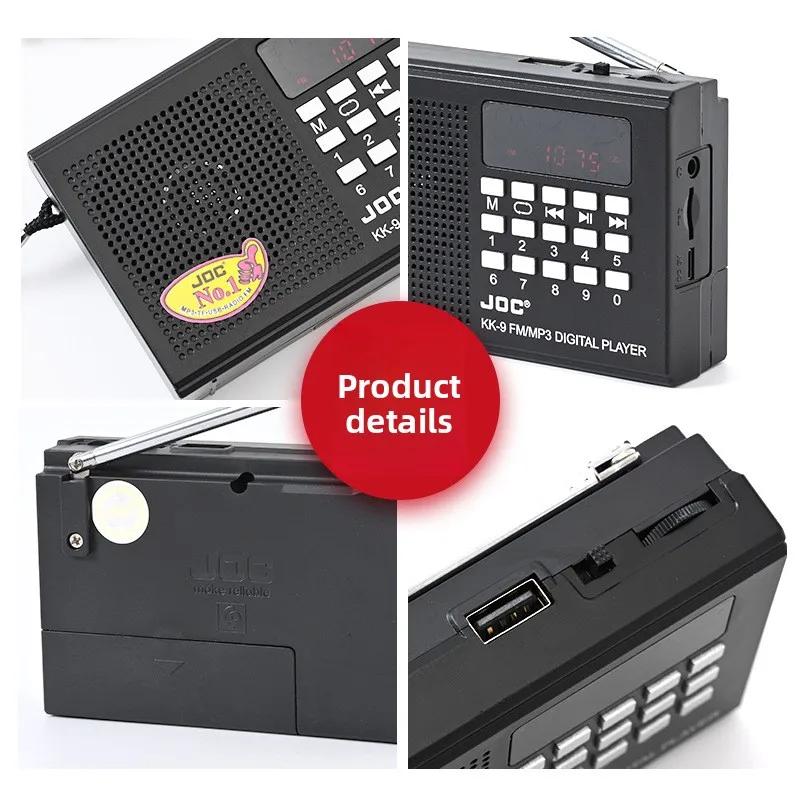Portable Rechargeable Mini FM Radio Player Multi-function Plug-in Card Compact Design for Travel