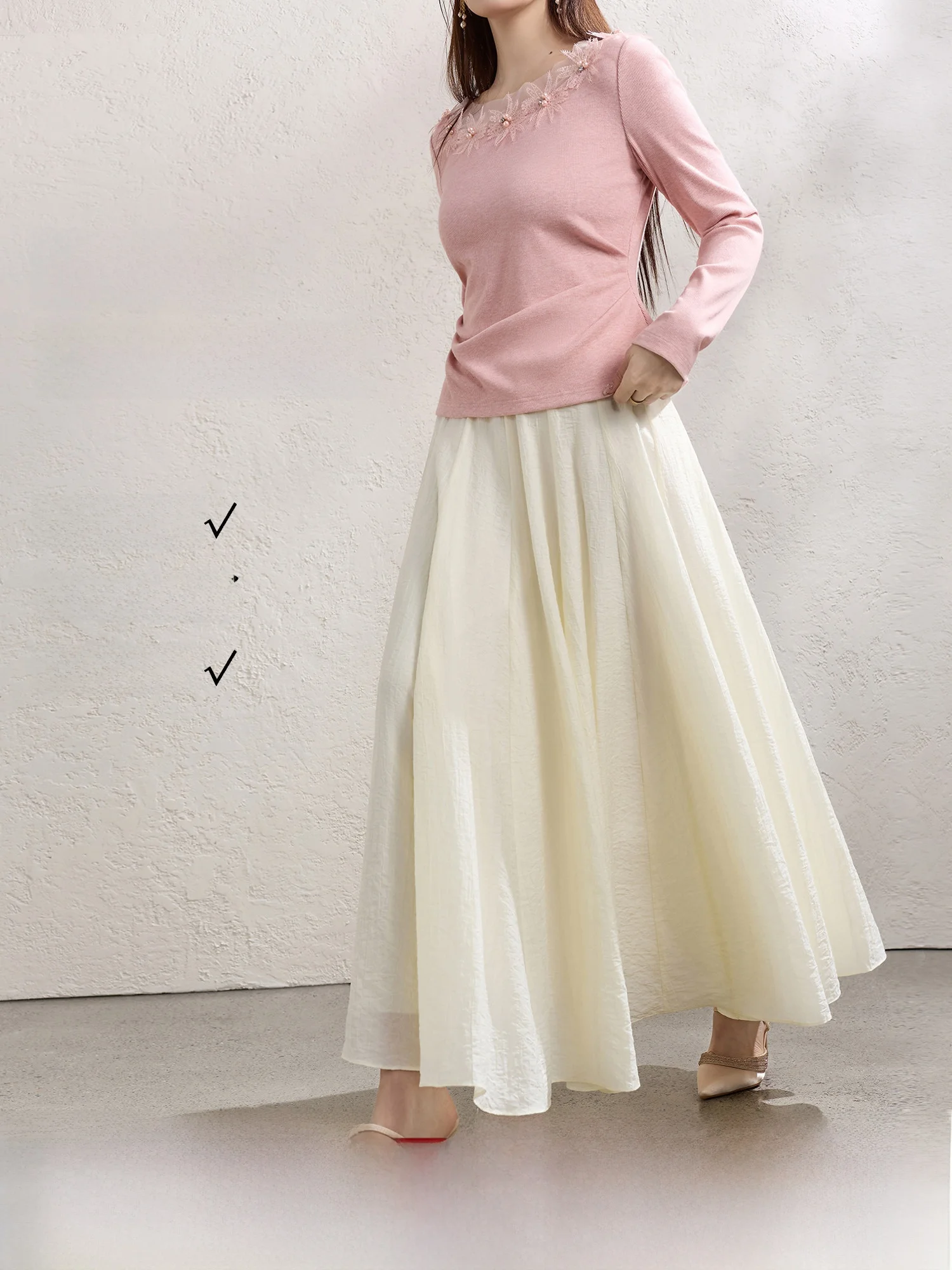 

Синяя юбка-трапеция большого размера, миди, с текстурой под синюю кожу, новинка весенней коллекции, с высокой талией, для повседневной носки, в художественном стиле