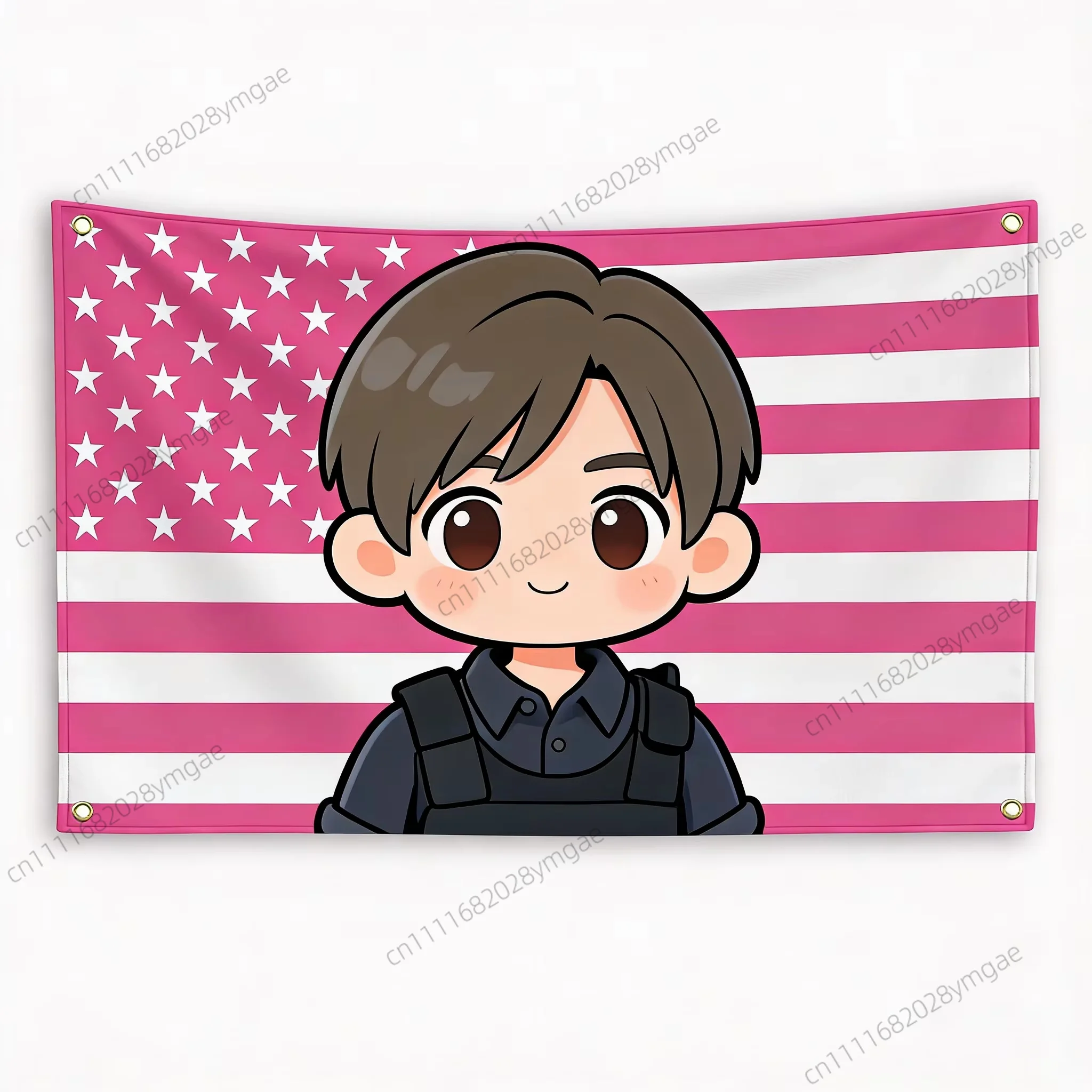 Unique Leon Kennedy American Flags Wall Tapestries Aesthetic Headboard Bedroom Background Cloth Dorm Game Banner Wall Art Decor