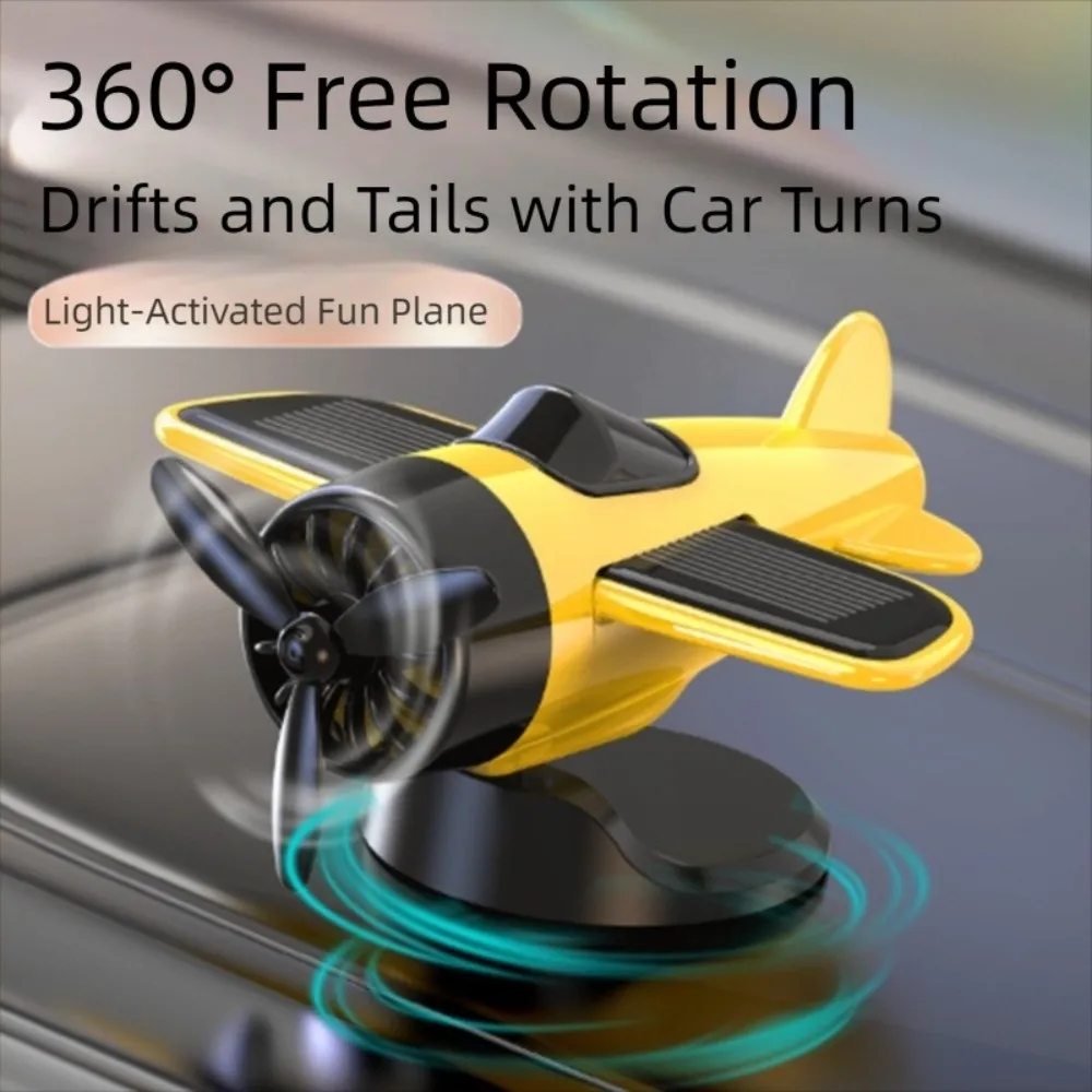 

Car Solar Airplane Ornaments 360 Rotary Creative Car Center Console Powered Aircraft Ornaments Car Interior Decor Accessories