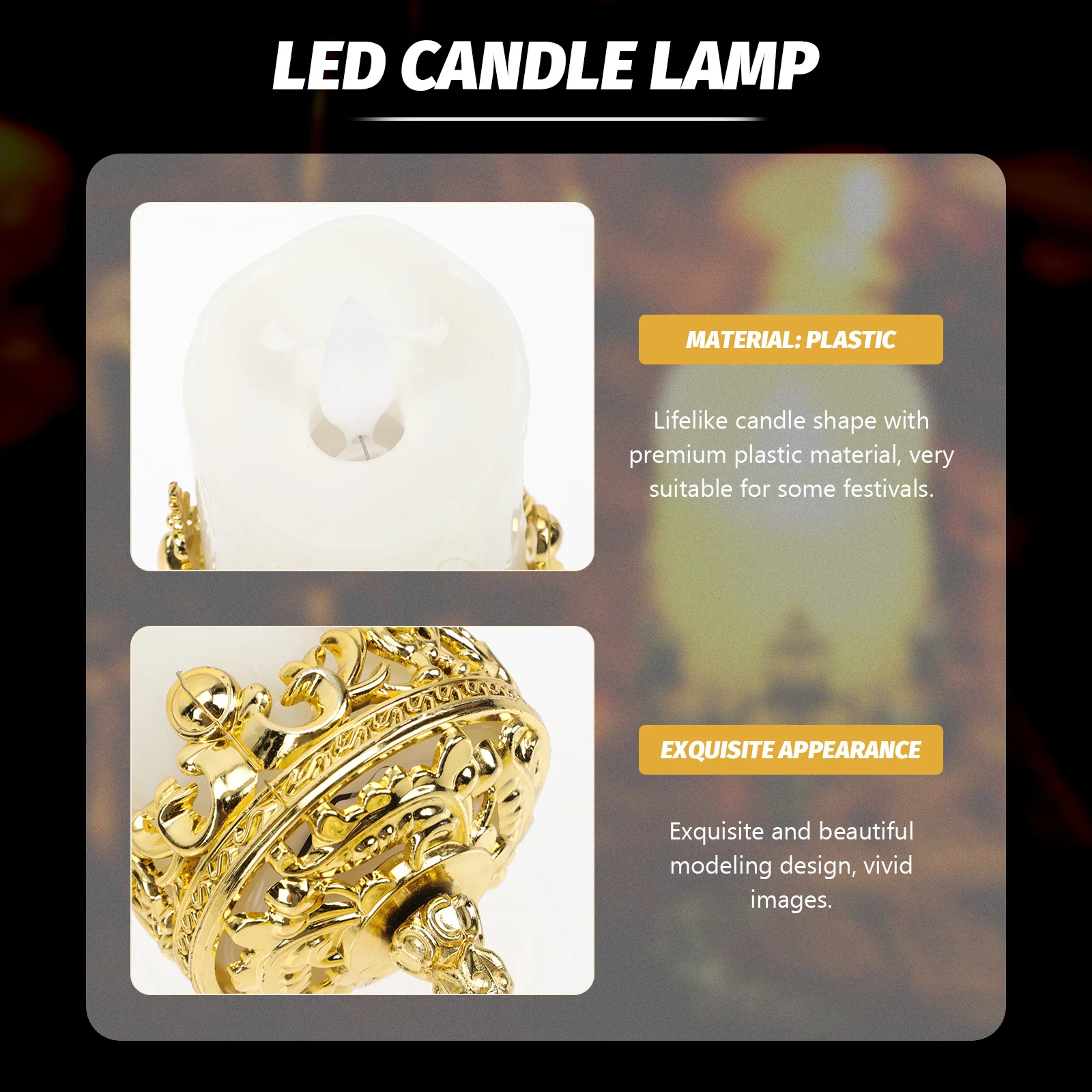

2pcs Led Lamps Electronic Flameless Candles Flickering Decor Wedding Party Festival Home Smokeless Electric Lights