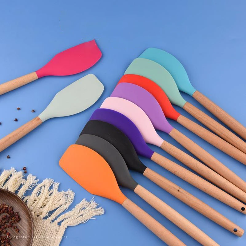 Silicone Cream Baking Scraper Non Stick Butter Spatula Cutter Chocolate Smoother Heat Resistant Kitchen Pastry Tools Scraper