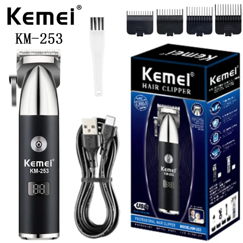 

Professional Salon Hair Clipper Km-253 Cordless Barber Usb Clippers Electric Rechargeable Best Hair Trimmer Made In China