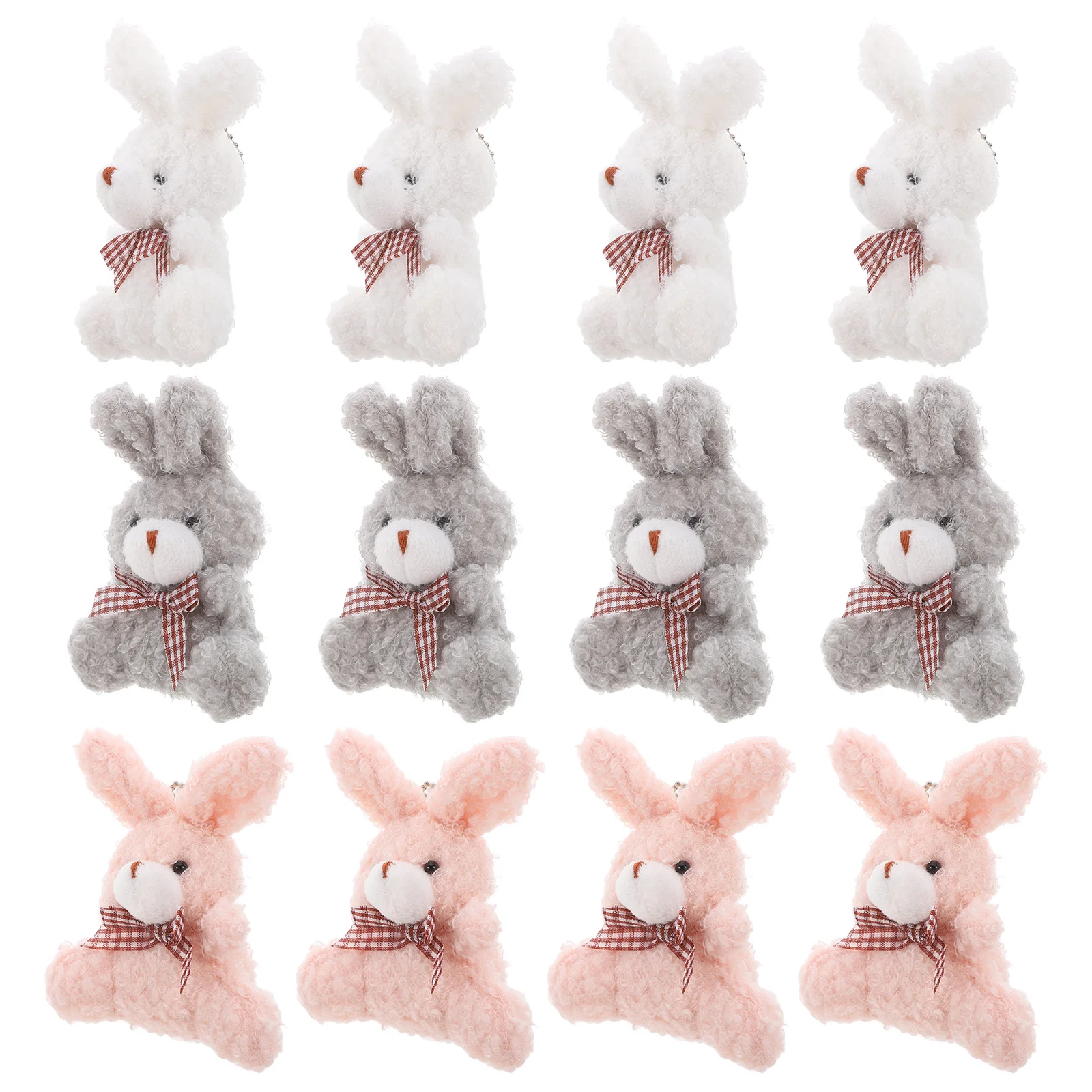12Pcs Lovely Key Chain Plush Bunny Keychain Plush Rabbit Pendant Decorative Bunny Pendants bunny plush