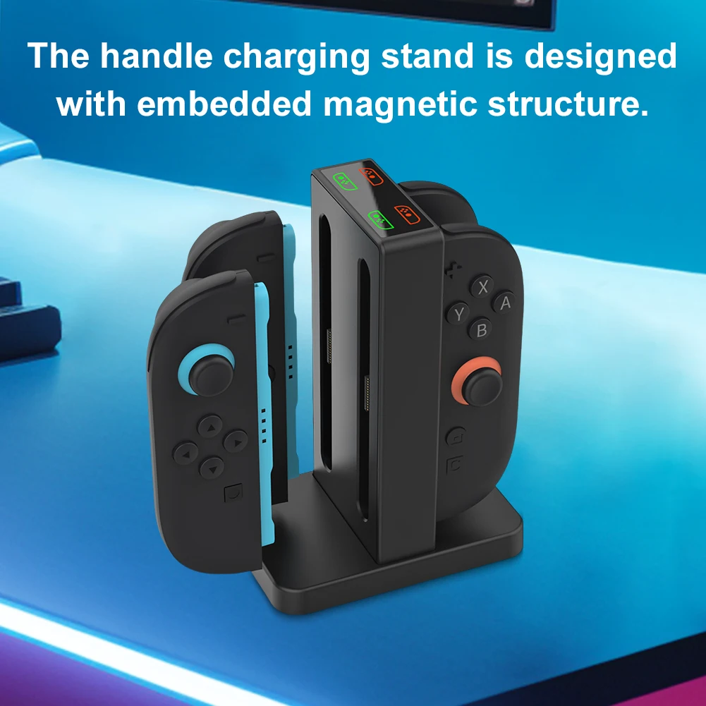 قاعدة شحن لجهاز نينتندو سويتش 2 2025 Joy Con تدعم 4 وحدات تحكم لشحن محطة حامل شاحن وحدة التحكم المغناطيسية