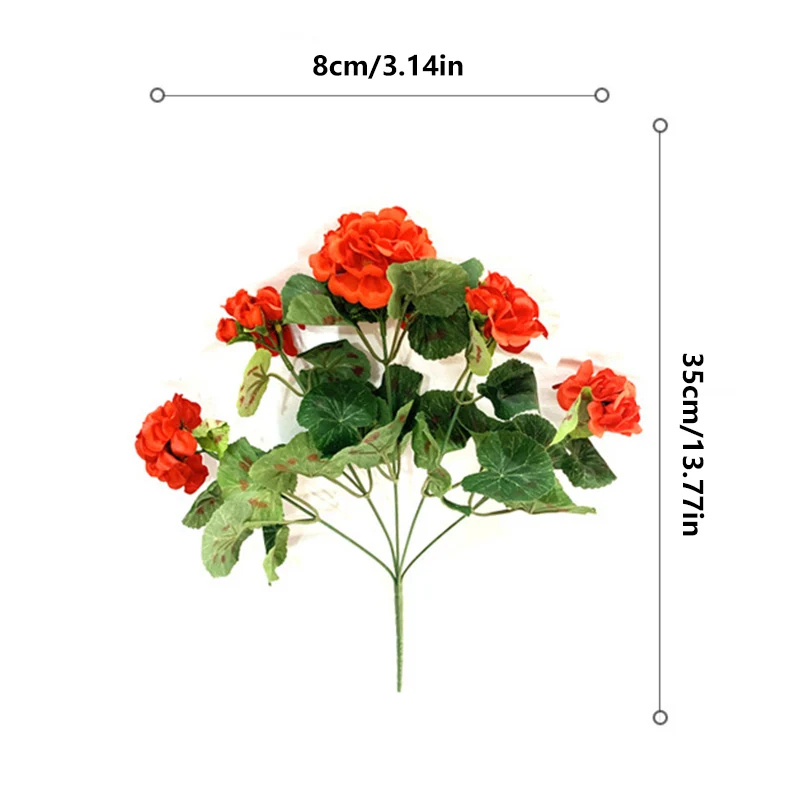 Cespugli di geranio artificiale e rododendro all\'aperto, fiori artificiali resistenti ai raggi UV di alta qualità, decorazioni per la casa e il