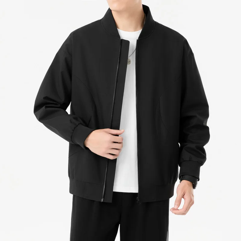 Men's Stand-Up Collar Casual Coat Spring Autumn 2025 Loose Cardigan Trendy Jacket Comfortable Fit Outerwear for Men