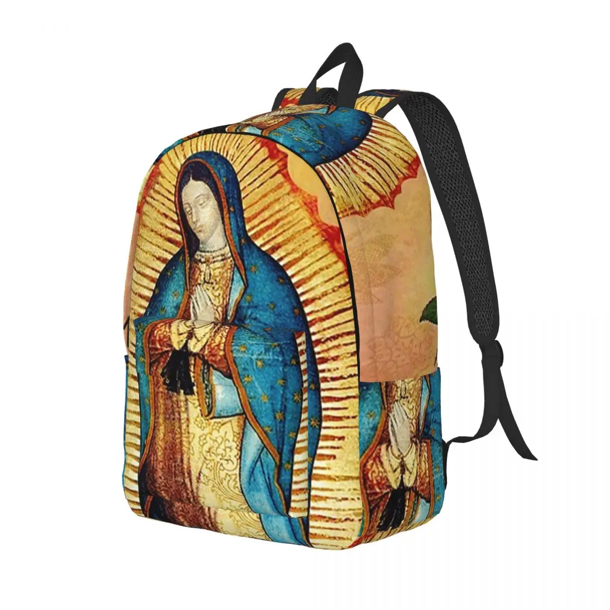 Our Lady Of Guadalupe Virgin Mary And Roses Backpack Daypack Large Capacity Kids BookBag School Bag Shoulder Bags for Boys Girls