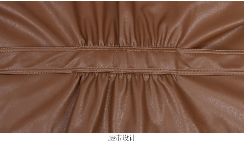Nerazzurri Spring Autumn Short Brown Black Soft Light Faux Leather Jackets for Women Belt Lapel Casual Loose Korean Fashion 2022