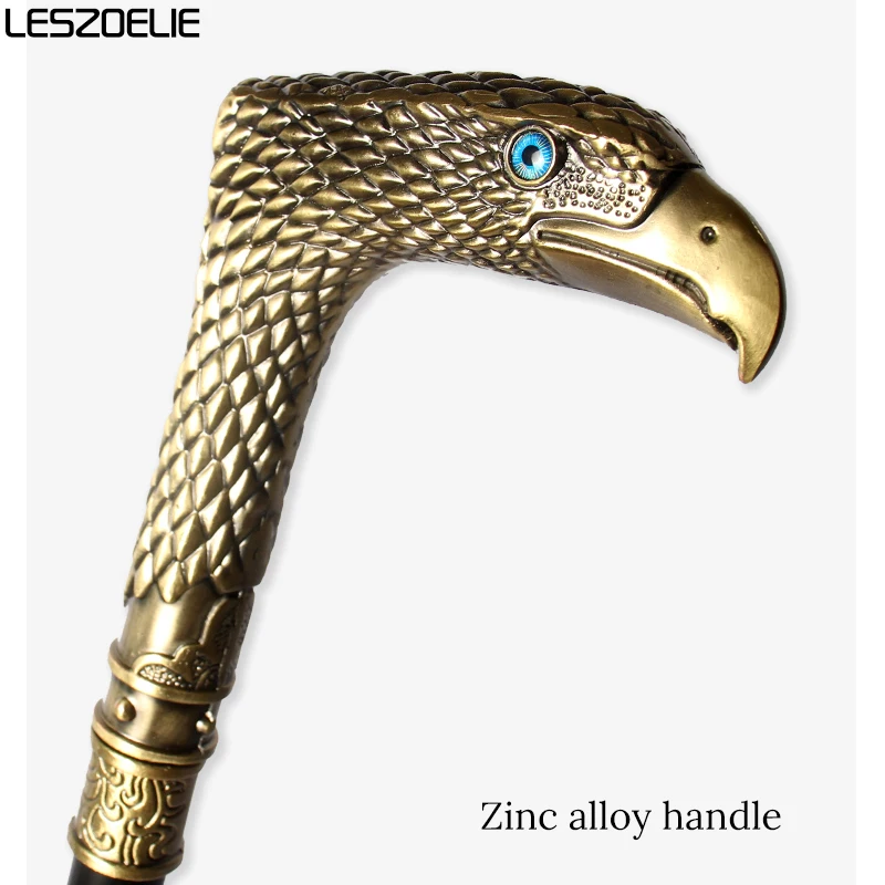 Tongkat Jalan Kepala Elang Perunggu untuk Pria, Tongkat Tangan Dekoratif Elegan dan Modis, Aksesori Pesta Bergaya Vintage