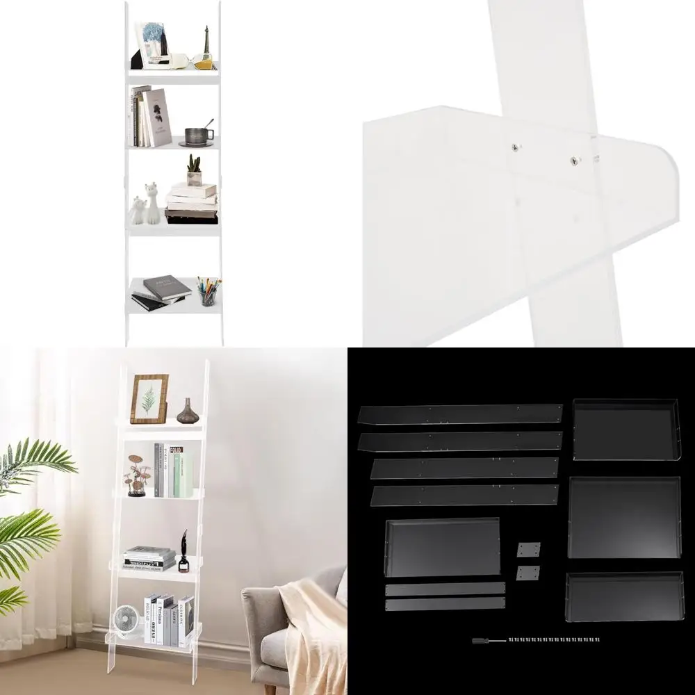 ชั้นวางหนังสืออะคริลิคขนาดใหญ่ทันสมัย - ชั้นวางหนังสือใส 4 ชั้น ดีไซน์โดดเด่น สำหรับจัดเก็บหนังสือในบ้านและสำนักงาน