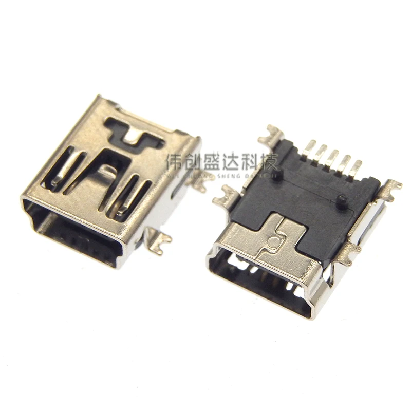 10PCS Mini USB SMD 5 Pin Female Mini B Socket Connector Plug Straight DIP Jack Connector Plug-in