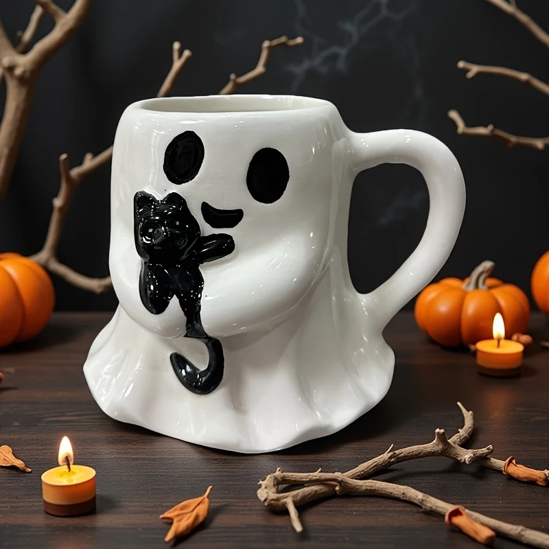 1pc Halloween Ceramic Coffee Mug, Novelty Breakfast Cup for Tea Milk, Halloween Party Gift, Holiday Home Decor