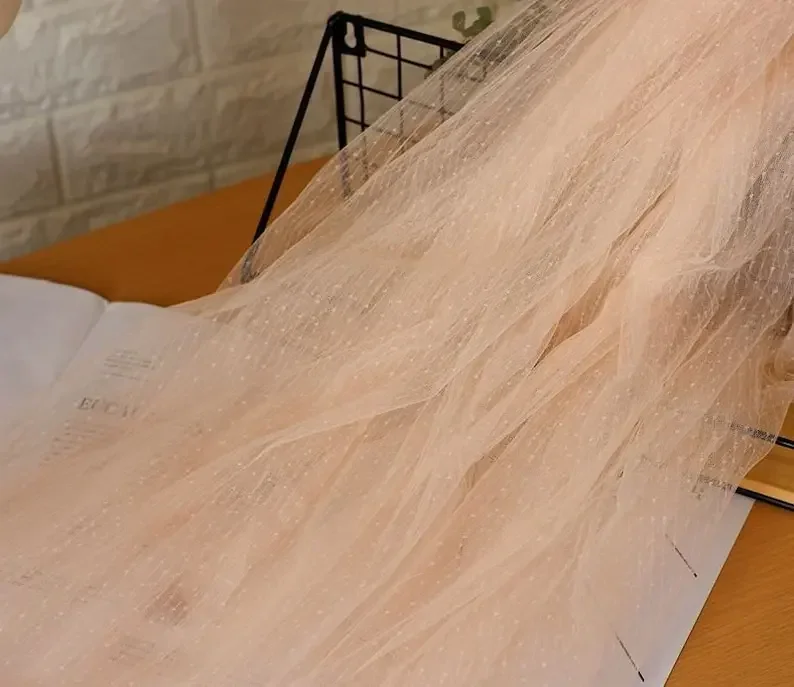 9 Colors Colored dots embroidery lace fabric dot soft mesh tulle fabric  Girl Dress Tutu Dress Wedding Dress Bridal Veil 1 Yard