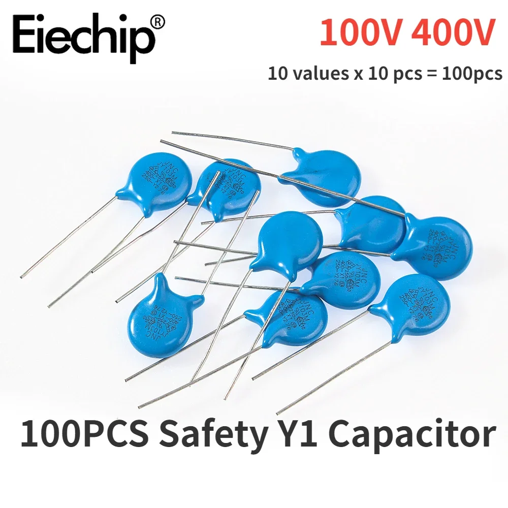 100PCS Y1 SafetyCapacitor 250V 400V 102M 103M 471M 222M 472M 470PF 1NF 2.2NF 4.7NF 10NF Set of Ceramic Capacitors Kit