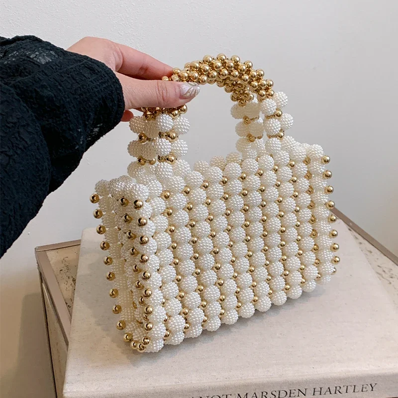 

Gold Evening Clutch Bag For Women High Quality Acrylic Beaded Handbag Summer Bag Mini Phone Purse Designer Female Clutch Bag