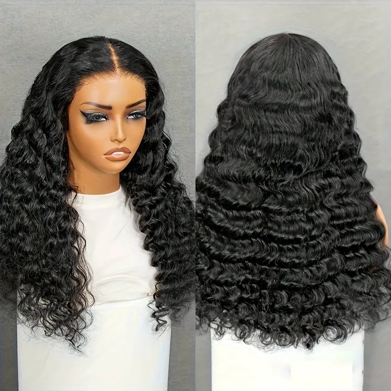 13x5 موجة المياه الطبيعية الأسود الدانتيل أمامي الشعر البشري جيري الضفيرة على استعداد لارتداء قبل قطعها قبل قطع الدانتيل شعر مستعار واقعي #3