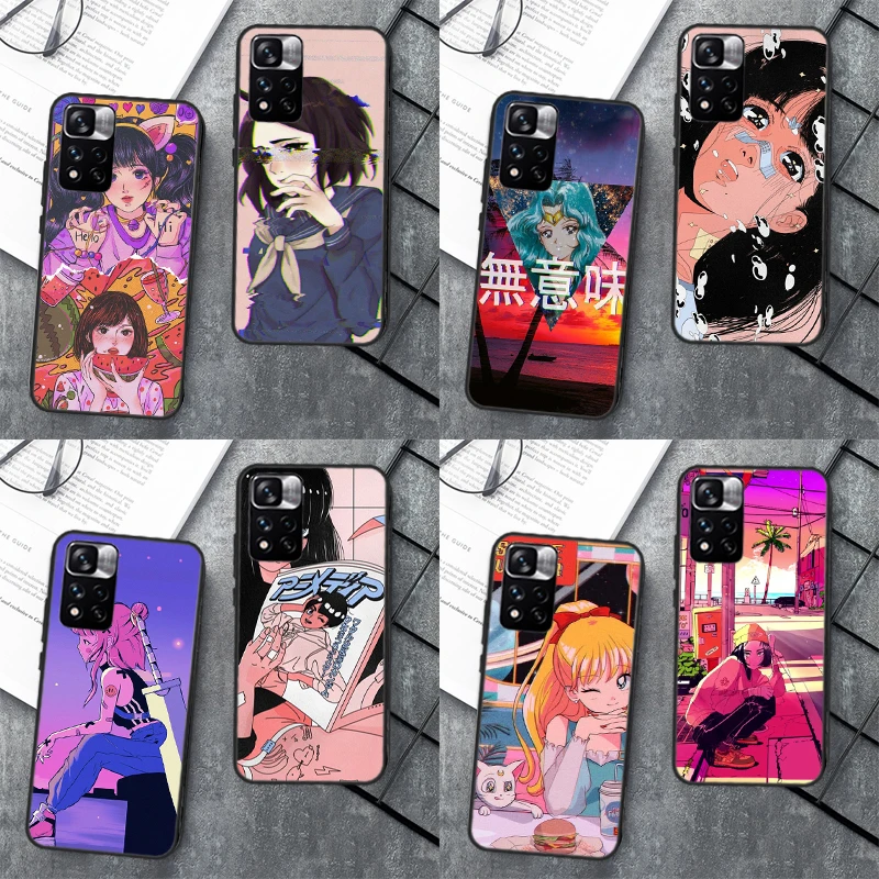 Vaporwave Glitch Anime Case For Xiaomi Redmi Note 12 11 10 9 8 Pro Note 12S 11S 10S 9S Cover For Redmi 9 10 12 C