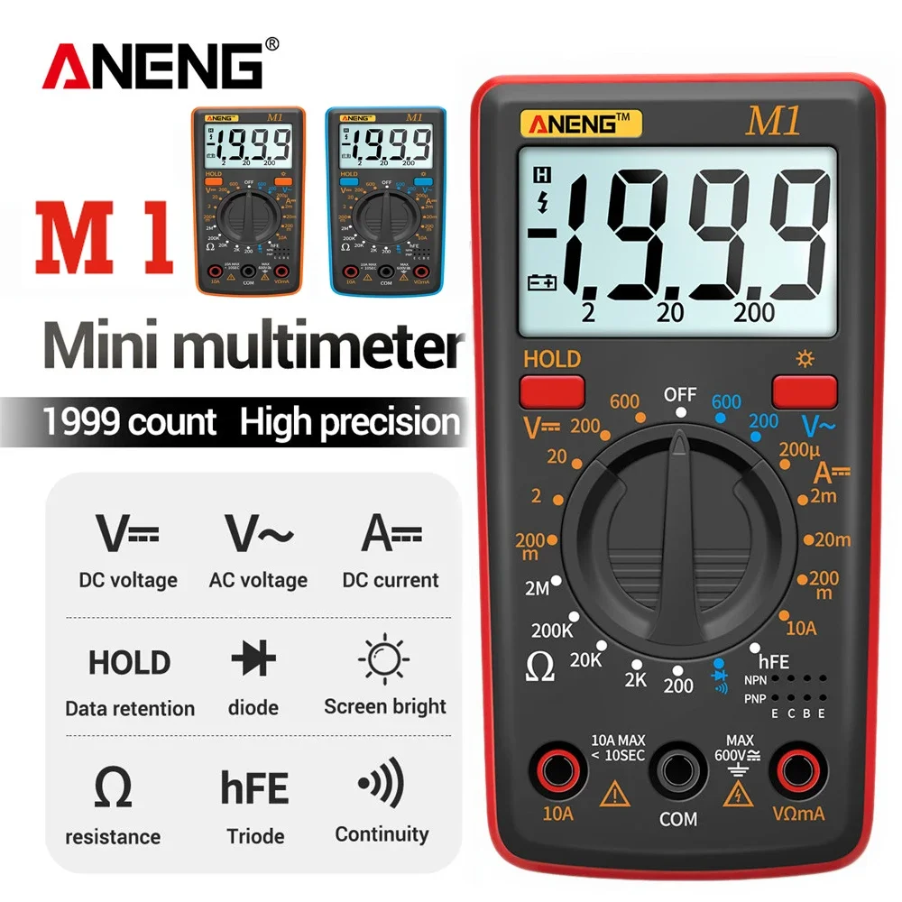 

Цифровой мультиметр ANENG M1 True RMS, токоизмерительные клещи 400А AC/DC, измеритель ESR и емкости, 10А DMM, мультитестер с автоматическим выбором диапазона