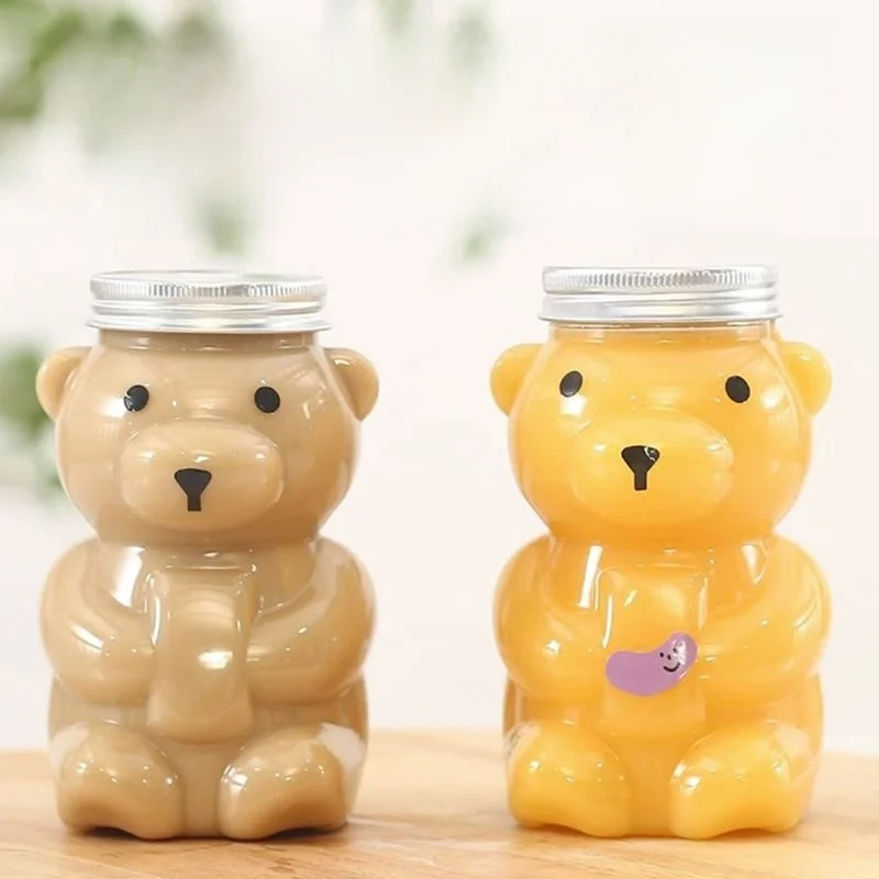 

Commercial Disposable Plastic Cup with Lid Bear-shaped Yuzhi Gulin Milk Tea Bottle Popular Online Packaging Beverage Container