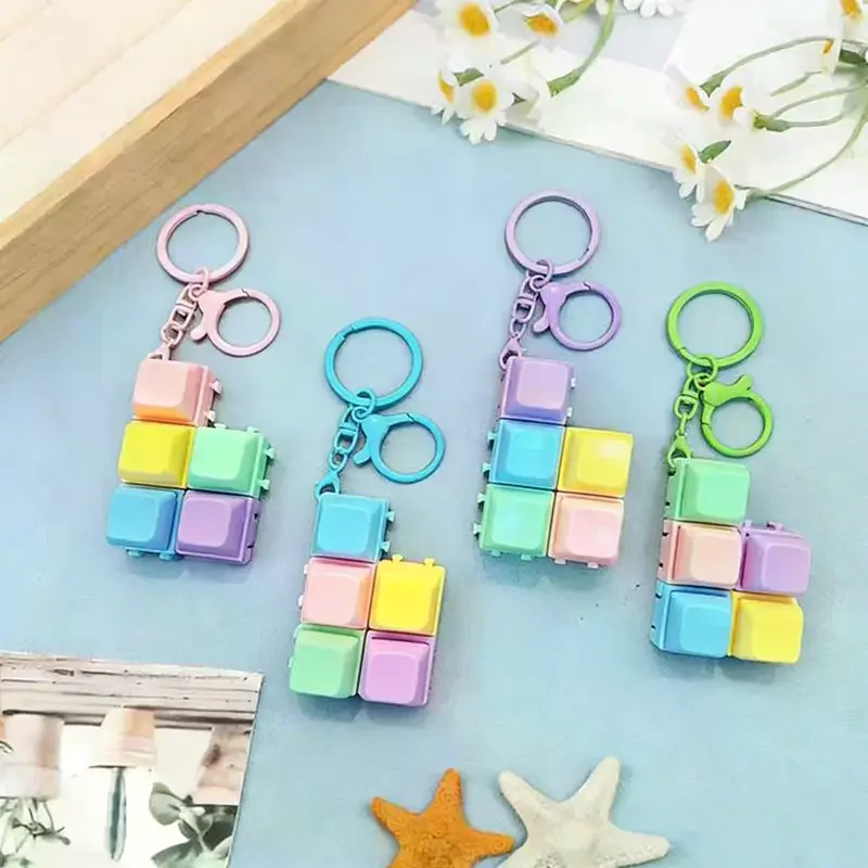 Fingertip Pressing Key Keychain Stress-relieving Finger Keyboard Keychain Fidget Decompression Stress Relief Keyboard Clicker