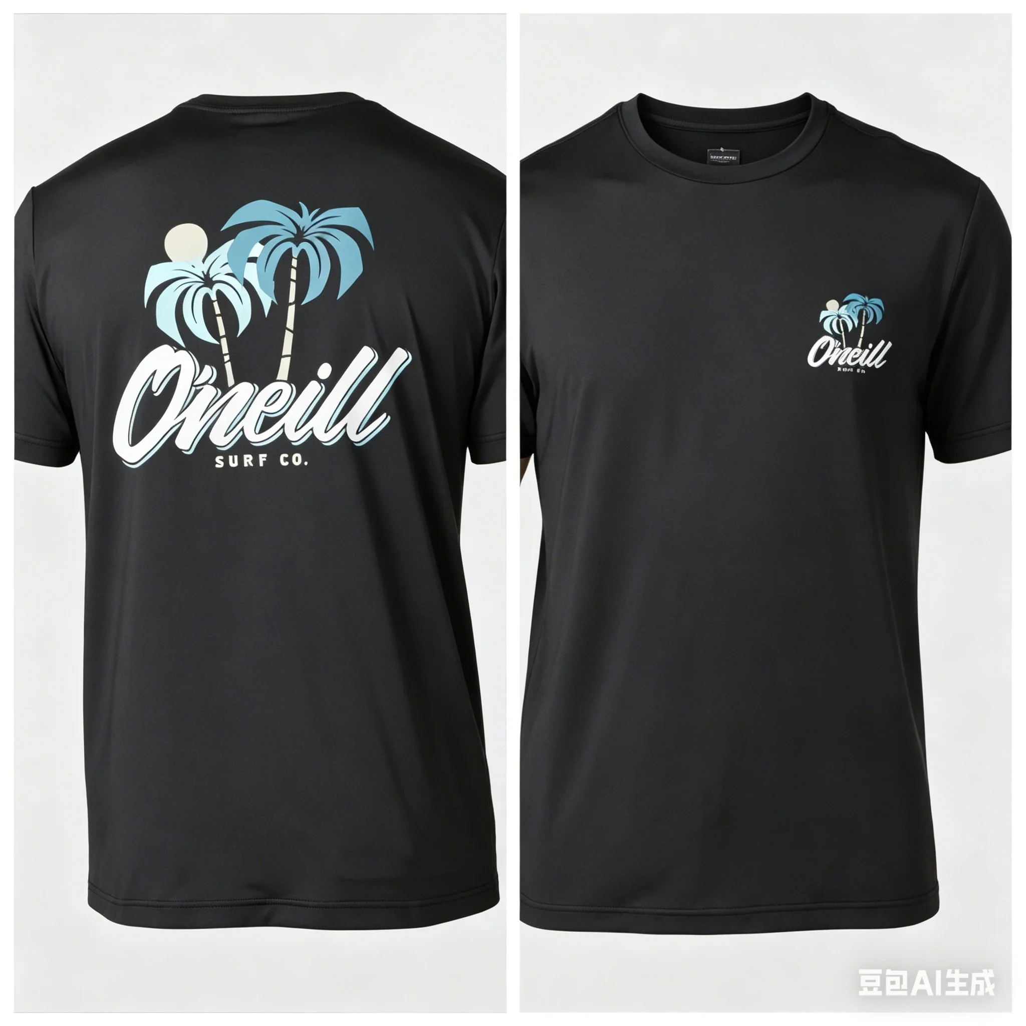Surfing Palm Tree Wave Graphic T Shirt for Men 100% Cotton Beachwear Casual Short Sleeve Black 2026 New