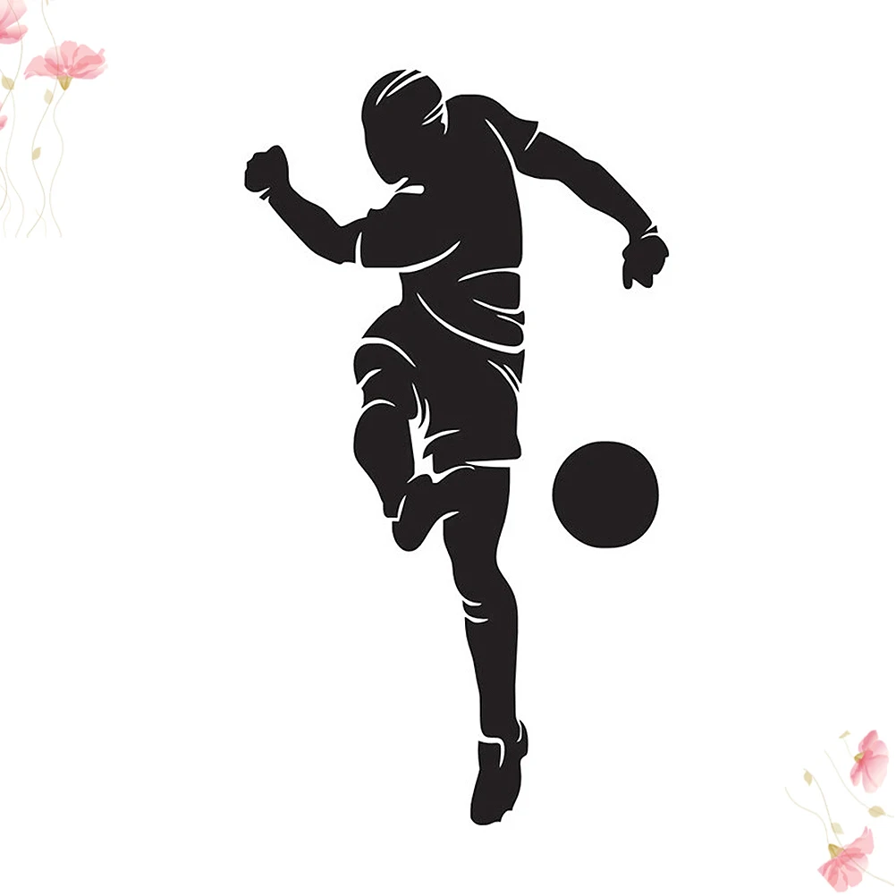 

1Pc Self Adhesive Wall Stickers Creative Playing Football Wall Paper Sports Background Stickers Fashion Wall Paste Decor(Black)