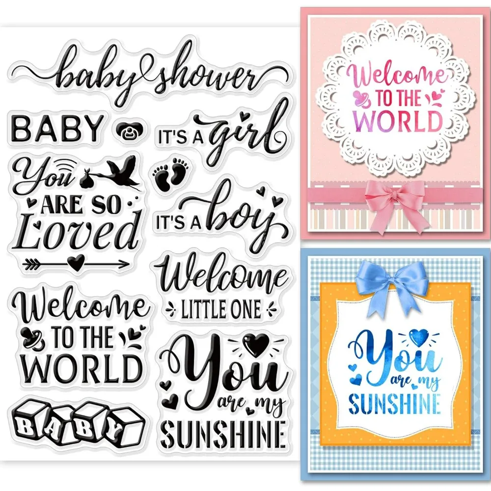 New Born Text Clear Stamps Blessings Words Decoration Silicone Clear Stamp Seals for DIY Scrapbooking Journals Decorative Cards