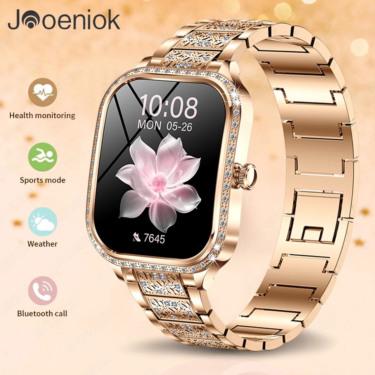 New Fashion Women Smart Watch 1.75inch Curved Screen Sports Bracelet BT HD Calling Clock IP68 Waterproof Diamond Case Smartwatch