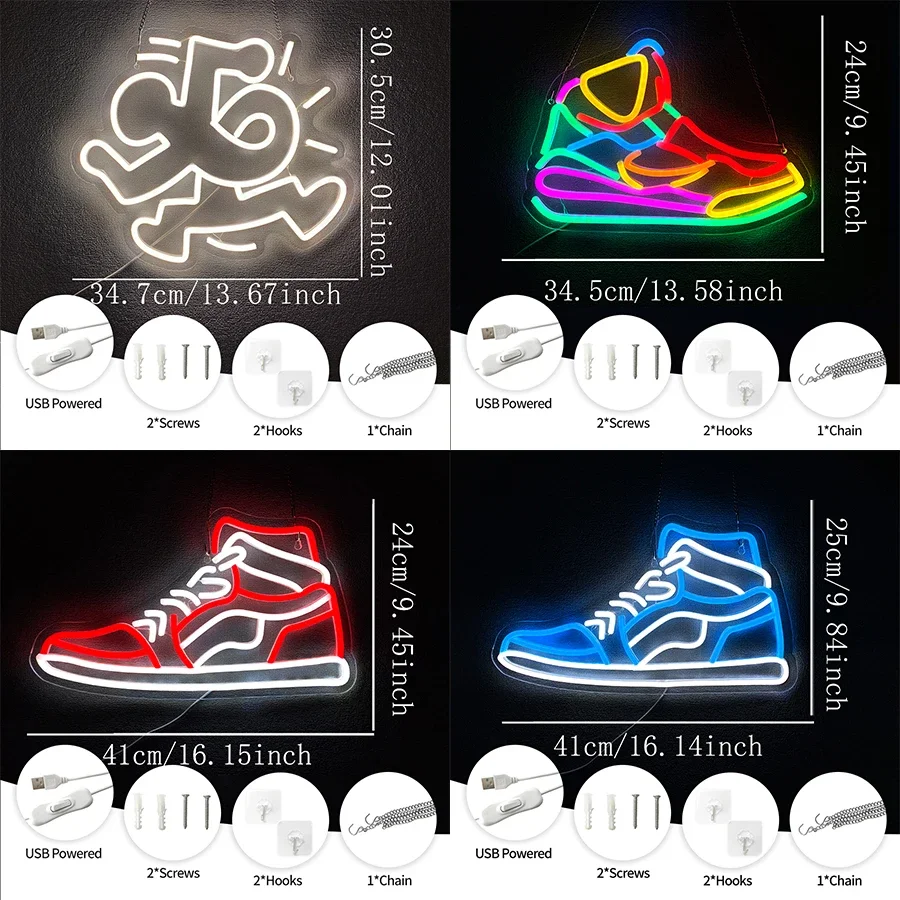 

USB-светильники в стиле неонового декора. Аксессуары для спортивных клубов, тренажерных залов, домашних спортзалов, баров, магазинов, спортивных обуви и экипировки для мужчин, серия Luxury Powered Man.