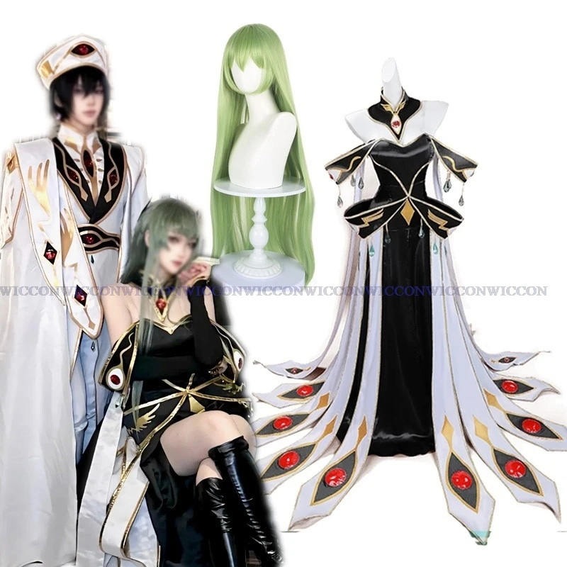 Emperor Empress Lulu Lelouch C.C. Cosplay vi Code Anime Geass ClothesParty Halloween Britannia Cos Costume Wig Couple Roleplay