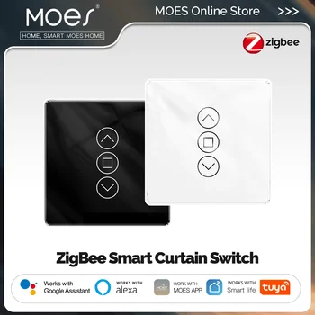 מפסק וילון חכם MOES Tuya Zigbee מזכוכית