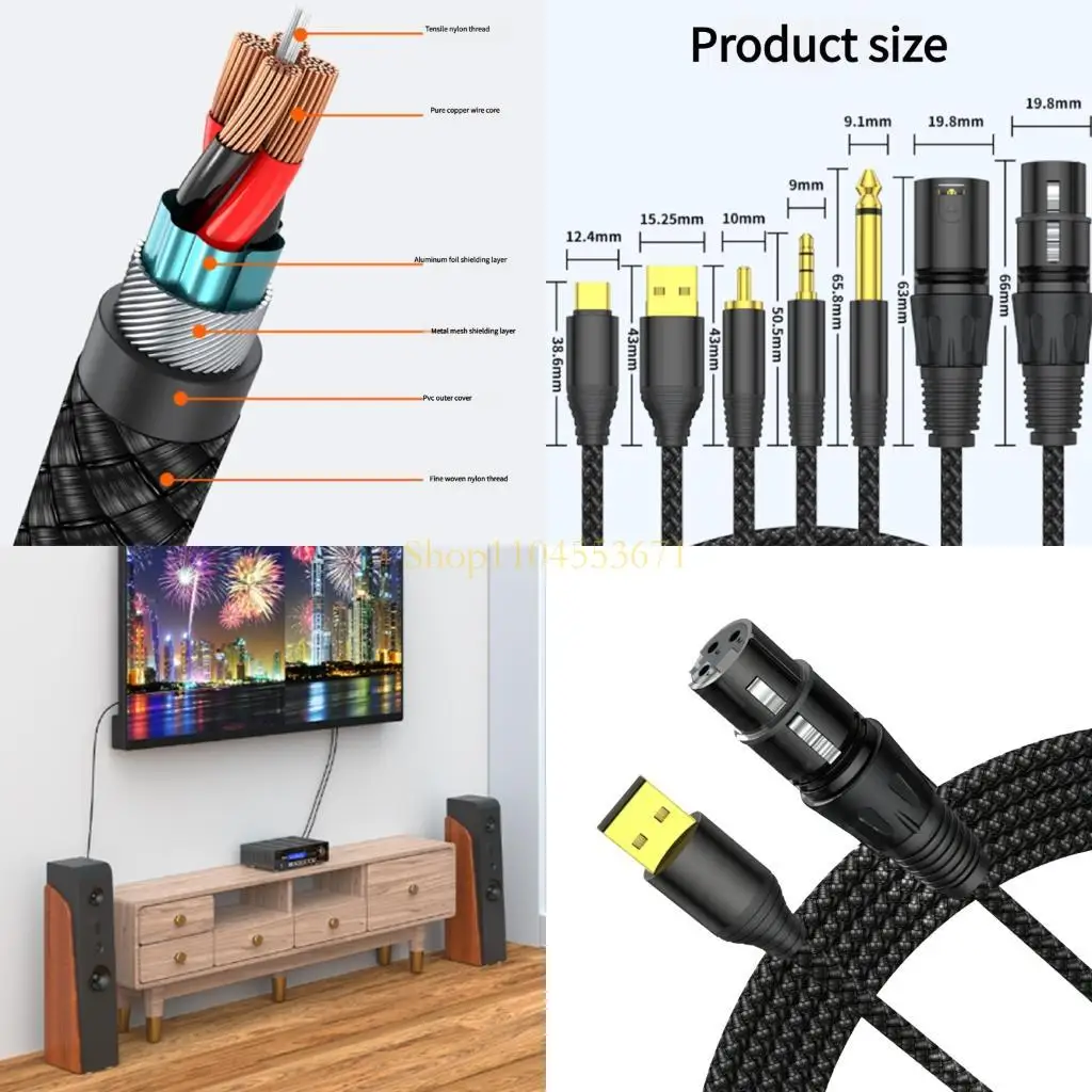 Best Seller Exclusive Gold Veneered USB XL.R Sound Cord 1.5m Polyamide Reinforced Tall Loyalty Indication Transmission