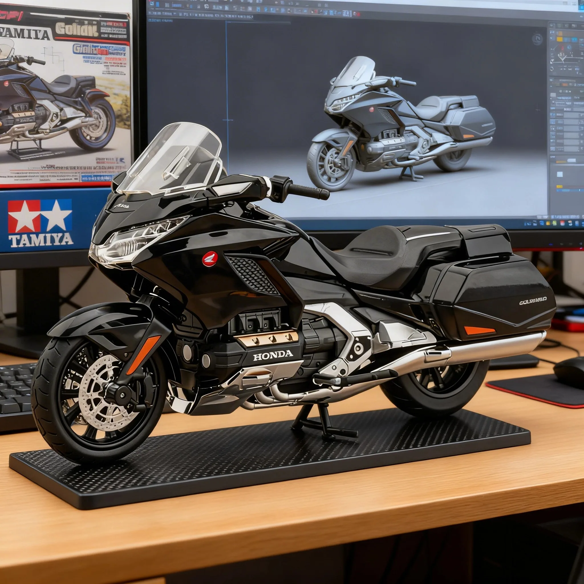 

1:12 Honda GL1800 Alloy Die-cast Motorcycle Model Simulation Shock-absorbing Office Desk Ornament Collection Gift