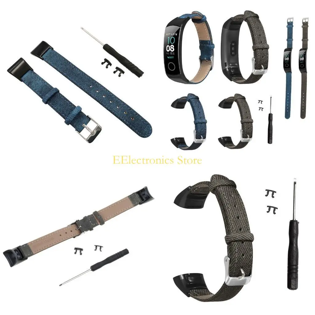 B03C Leather Strap for Huawei Band 5/4 for Smart Watch Wristband Anti-scrat