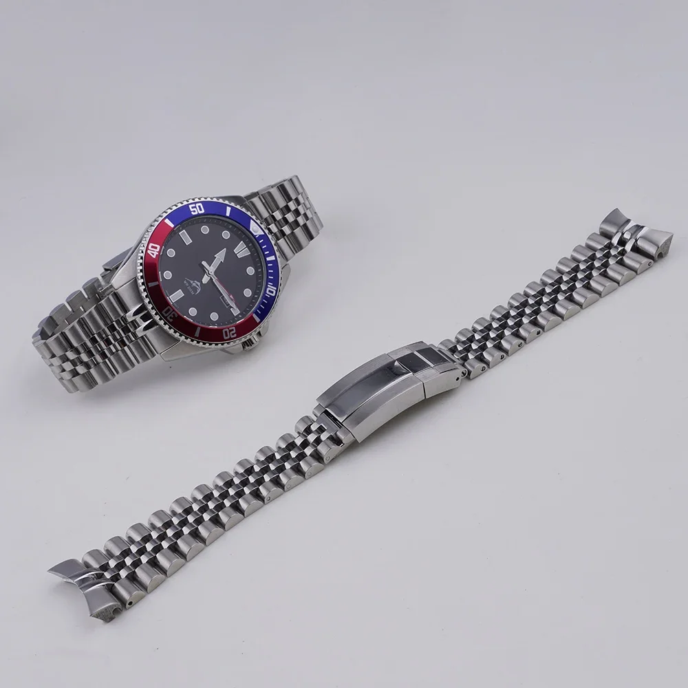 Rolamy 22mm 316L Steel Solid Curved End Screw Links With Oyster Clasp Jubilee Bracelet Strap For Casio MDV-106 MDV106G Watchband