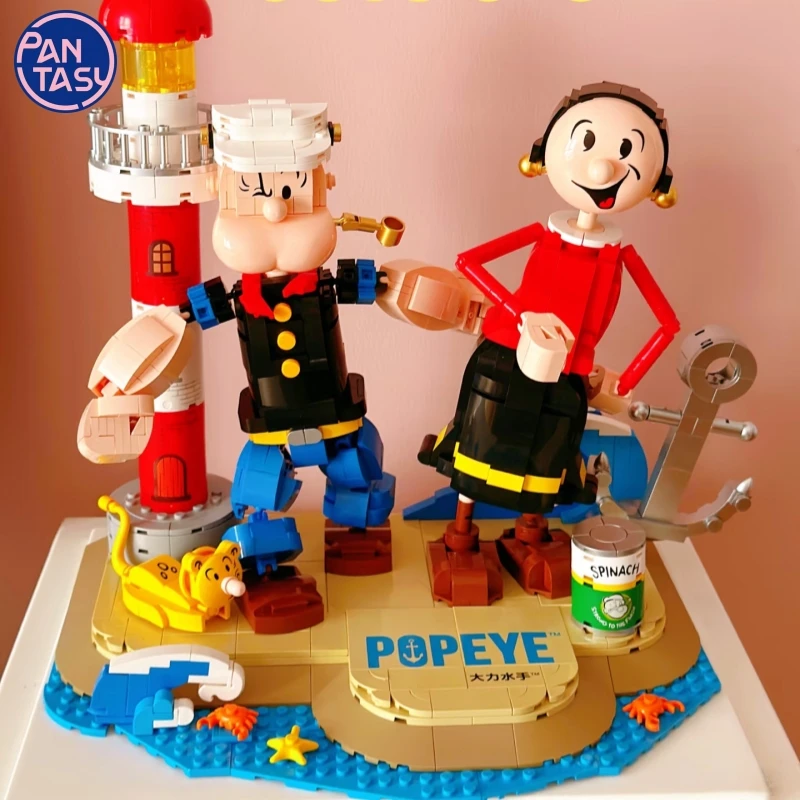 

Pantasy Popeye The Sailor Building Blocks Popeye Olive Oyl Small Granule Model Ornaments Large Assembling Toys Collection Gifts