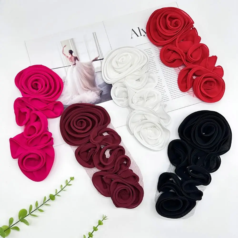 

Folded Design 3D Floral Patch Big Flower Decorative Cloth Fabric Handmade Floral Applique Multi-color Soft DIY Chest Flower
