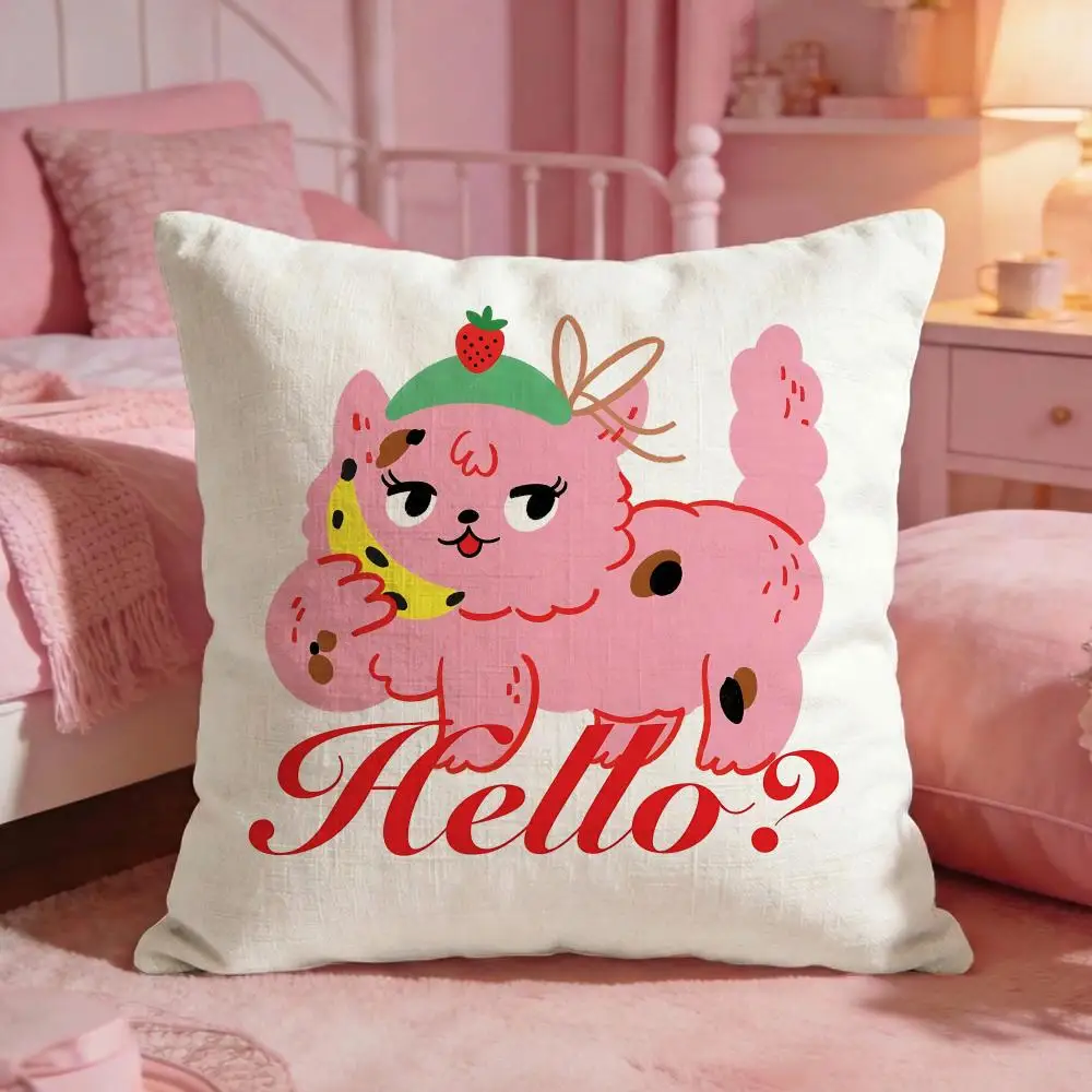 RetroCatPrint Cushion Cover Premium Comfort Reversible Pillow Cove -Two in One Design for Any Room & Car Interior