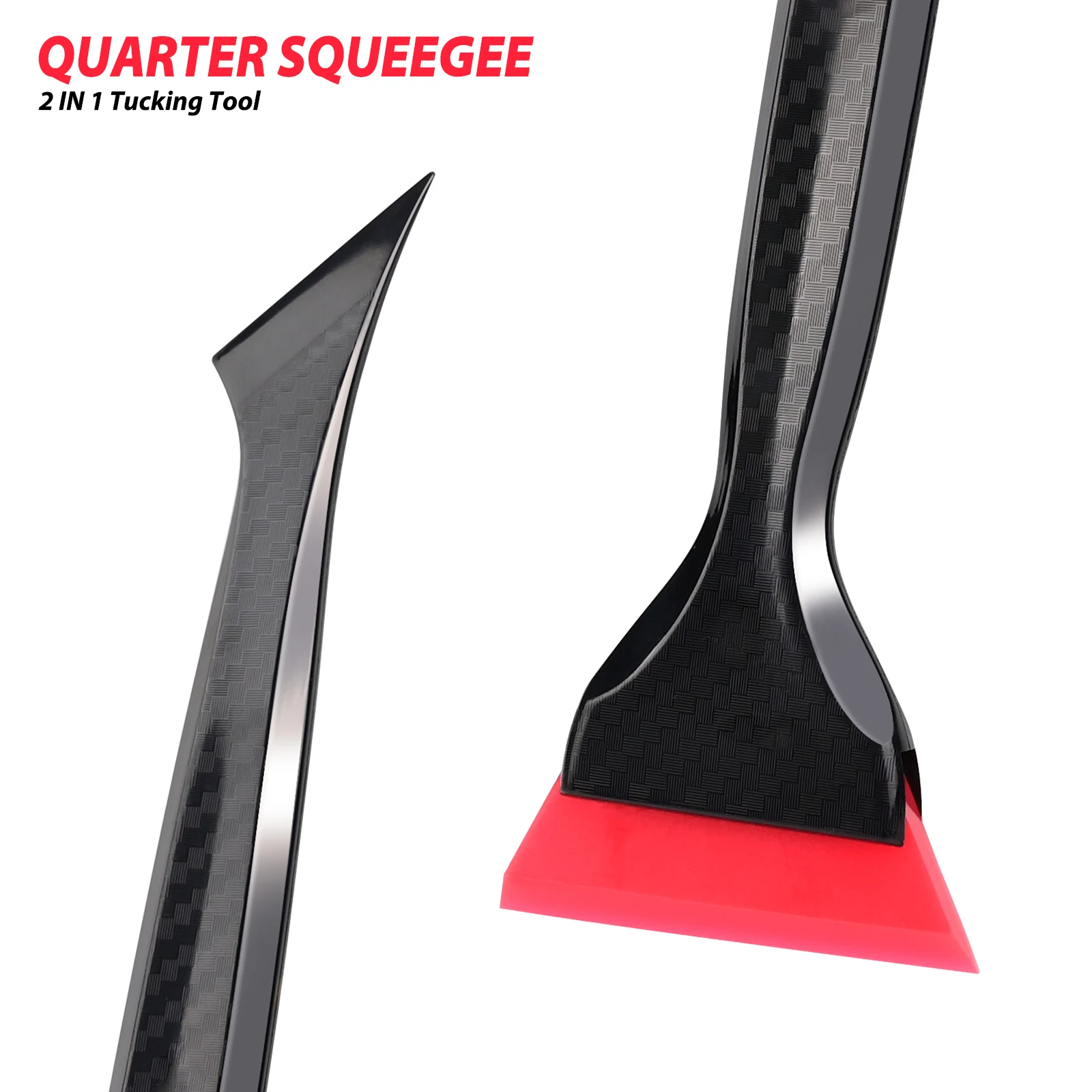 FOSHIO 2pcs 2-In-1 Magnetic Quarter Window Squeegee Double Head Handle Edge Tucking Scraper Car Detailing Water Cleaning Tools